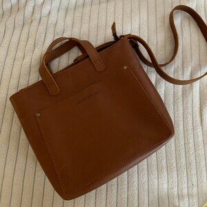Portland Leather Mini Crossbody Tote in Chestnut